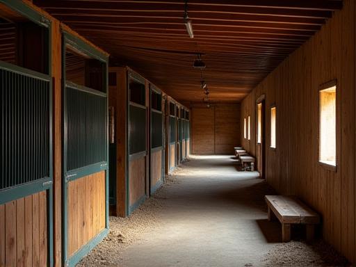 Inside view of a well-maintained stable