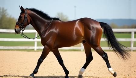 Horse training session in an outdoor arena
